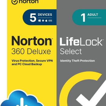 Norton 360 with LifeLock Select, All-in-one protection for your devices, privacy, and identity, 1 Year Auto-Renewing Subscription [Online Code]